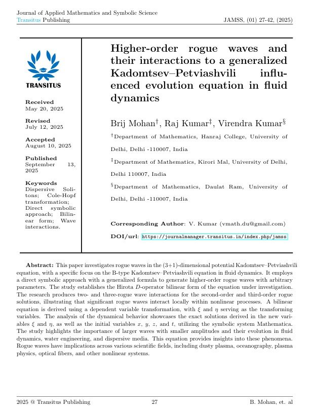 Higher-order rogue waves and their interactions to a generalized Kadomtsev–Petviashvili influenced evolution equation in fluid dynamics